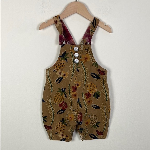 Oh Baby Baby Retro Floral Pineapple Print Overalls 2T Summer Colorful Romper - Picture 1 of 5